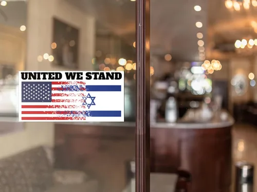 Vista 4 de United We Stand USA - Adhesivo con la bandera de Israel con adhesivo de bandera de Israel, varios tamaños