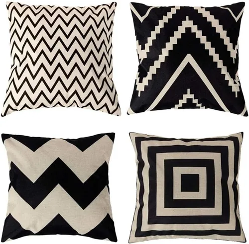 Vista 14 de Juego de 4 fundas de almohada de 18 x 18 pulgadas, modernas fundas de almohada para sofá, decoración para el hogar, exterior, tela de lino Estilo 1