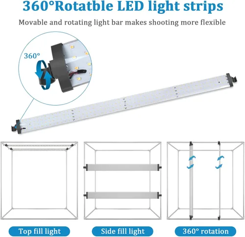 Vista 3 de Caja de estudio fotográfico, 32 x 32 x 32 pulgadas, caja de luz plegable portátil para fotografía, tienda de campaña con luces LED CRI95+ regulables