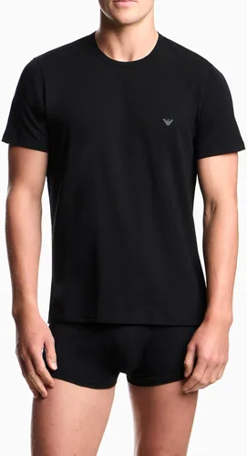 Vista 3 de Emporio Armani Camiseta de algodón con cuello redondo para hombre, paquete de 3 Negro/Negro
