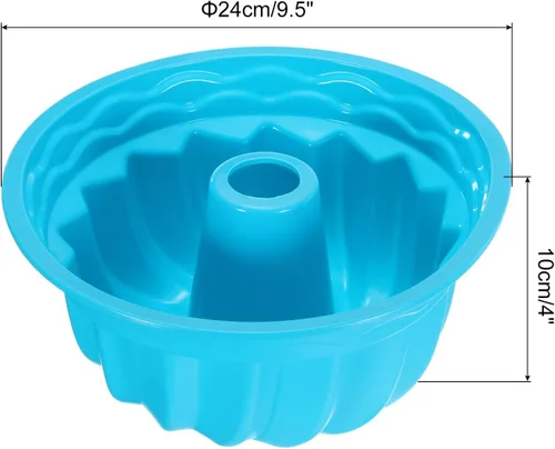 Vista 2 de uxcell Molde de silicona para tartas, sartén antiadherente de 9.5 pulgadas para pasteles estriados, chocolate, pastel de queso, pan, azul