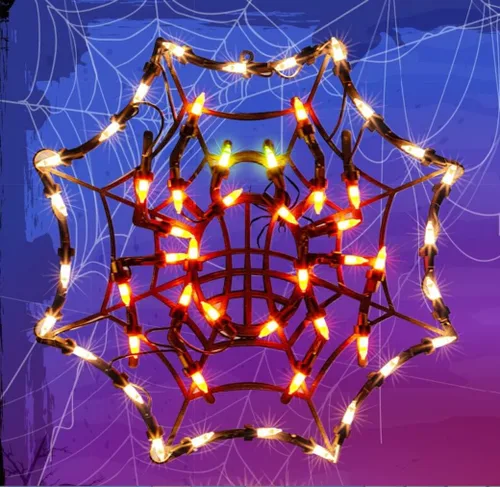Vista 13 de LAMPHOME Decoraciones de Halloween – Silueta de ventana, linterna iluminada, telaraña, calavera, gato para fiesta, hogar, interior, adornos de mesa