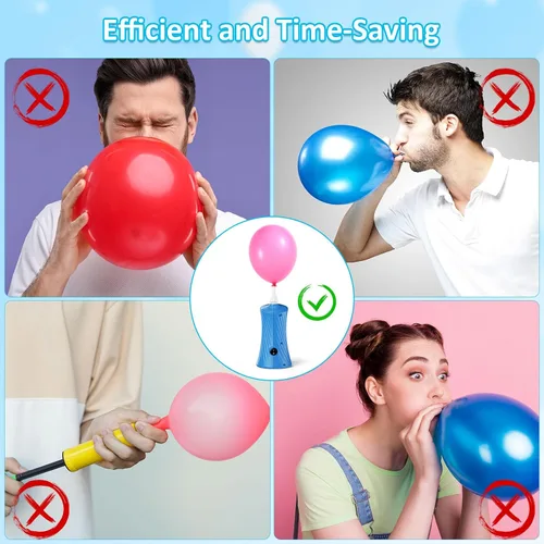 Vista 5 de Bomba eléctrica de globo de aire, bomba de globo de animales largos portátil, máquina sopladora eléctrica azul/naranja/rosa 110-120V 30W inflador