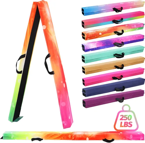 Vista 16 de Viga de equilibrio plegable de 6 pies/9 pies para niños de 3 a 15 años - Viga de suelo de gimnasia plegable, antideslizante, bolsa de transporte