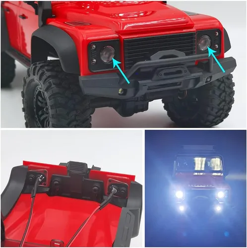 Vista 5 de RCHUBAM Luces LED delanteras y traseras para faros delanteros y traseros para 1/18 TRX4-M Defender RC Crawler