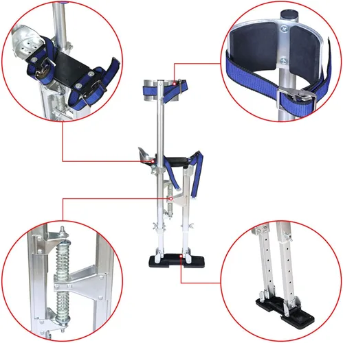 Vista 2 de findmall 18-30 Pulgadas Drywall Stilts Grade Ajustable Aluminio Herramienta Stilt para Pintura o Limpieza - Plata