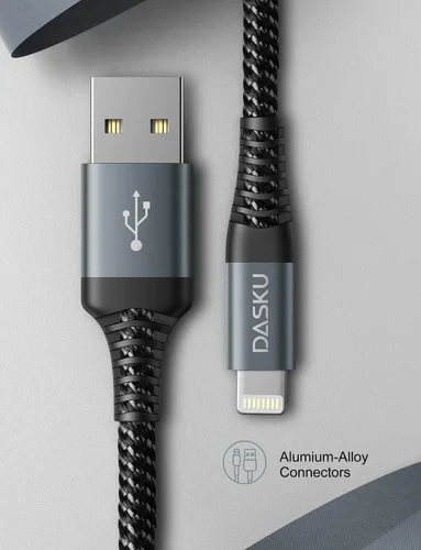 Vista 7 de Cable Lightning de 3 pies, 3 unidades [certificado Apple MFi], cable de carga de nailon trenzado para iPhone, cable de carga resistente compatible