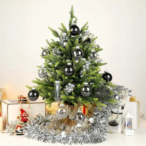Vista 5 de SHareconn Juego de 86 Piezas de Decoraciones y Adornos para Árbol de Navidad, Bolas de Plástico Transparentes Irrompibles para Decoración de Árbol