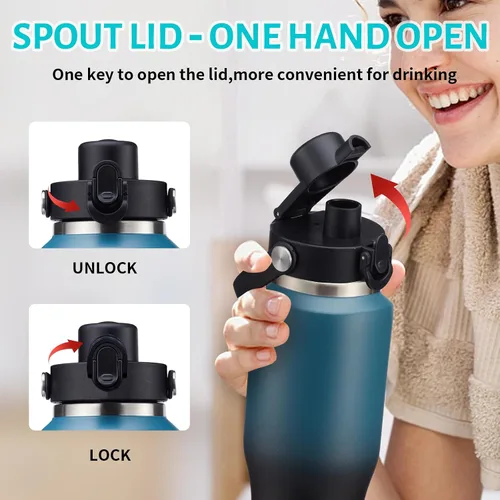 Vista 3 de Tapa de boquilla automática con cierre de botón, tapa abatible de vaso aislada de repuesto de 2.22 pulgadas de diámetro, accesorios para botellas a