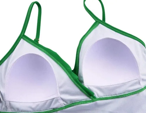 Vista 5 de Hilor Top tankini para mujer con volantes fruncidos y cuello en V