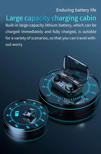 Vista 8 de BD&M - Auriculares inalámbricos con Bluetooth 5.0, auriculares estéreo TWS con pantalla LED inteligente, estuche de carga impermeable integrado