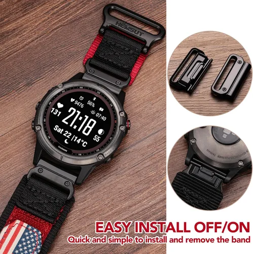Vista 4 de Compatible con la Correa de Reloj Garmin, Correa Deportiva de Nylon Super Resistente con Diseño de Bucle Tejido