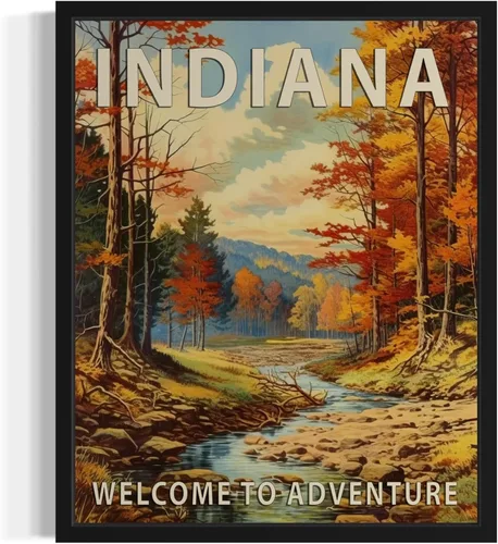 Vista 13 de Póster artístico de paisaje del estado de Alabama, decoración artística de paisaje retro de estados, pintura de montaña y paisaje de aventura