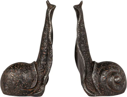 Vista 6 de Creative Co-Op Sujetalibros decorativos de caracol de hierro fundido envejecido, acabado negro antiguo