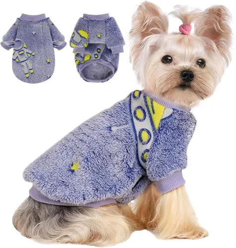 Vista 13 de Suéteres para perros pequeños, niña, perro macho, suéter, forro polar suave, ropa de invierno para mascotas, niño, niña, sudaderas de felpa, Negro