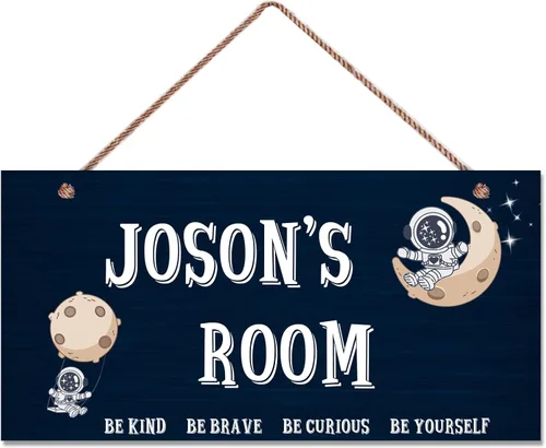 Vista 14 de Letrero de astronauta personalizado con nombre, decoración artística para pared, exquisitos letreros decorativos para habitación de niños, cuarto