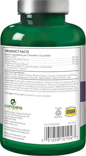 Vista 3 de Vet's Best Gas Busters - Suplementos para perros, gases, hinchazón, alivio del estreñimiento y ayuda a la digestión para perros, 90 tabletas
