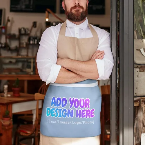 Vista 163 de AXKEUDO Delantal personalizado con bolsillos, delantales de cintura para camarera para cocinar en casa, restaurante, servir trabajo