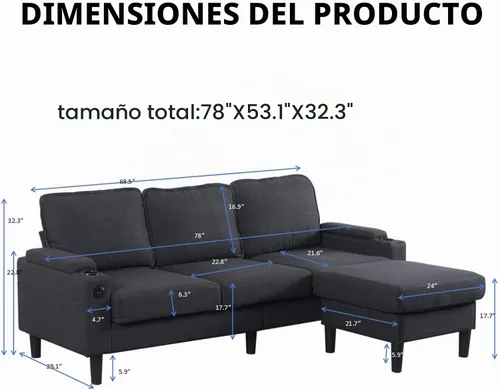 Vista 2 de Sofá modular de terciopelo en forma de L de 67 pulgadas con otomana, sofá convertible de 3 asientos con asiento profundo de nube para sala de estar