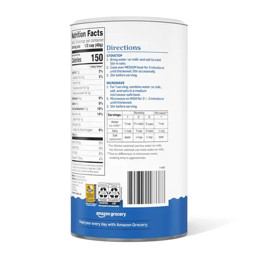 Vista 5 de Amazon Grocery, Avena a la Antigua, 18 Oz (Anteriormente Happy Belly, El Empaque Puede Variar)