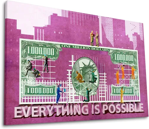 Vista 10 de Lienzo decorativo motivacional, inspirador y dinero, 100% único y original, mentalidad positiva, trabajo en equipo, regalo con citas para hombres