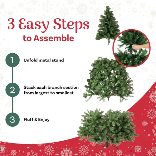 Vista 4 de Elf Stor - Árbol de Navidad artificial preiluminado de 7.5 pies con soporte Verde Oscuro