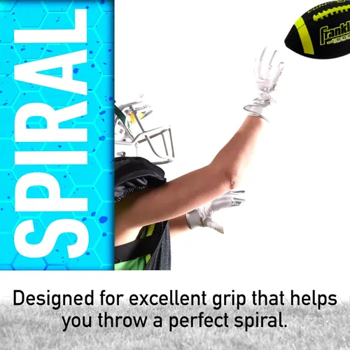 Vista 5 de Franklin Sports Youth + Adult Footballs - Extra Grip 1000 Official Size, Junior + Pee Wee Kids - 1 + 12 Packs Negro/Óptico