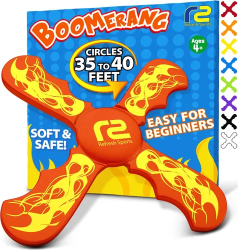 Vista 11 de Divertido boomerang para niños, suave y fácil de usar, juguetes al aire libre para niños o adultos, el mejor regalo para niños y niñas de 6, 7, 8