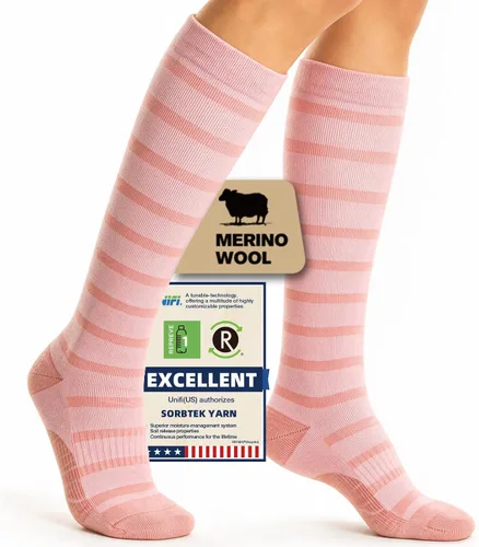 Vista 11 de Merino Wool Compression Socks for Women Men 15-20 mmHg for flying Bobina gris