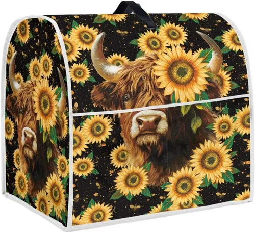 Vista 47 de Cubierta para mezclador de cocina con diseño de flores de pájaros, cubierta para procesador de alimentos con asa superior y bolsillo