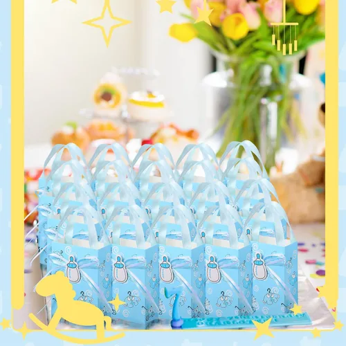 Vista 7 de Dianelhall 48 bolsas de regalo pequeñas para baby shower, para bebé, niño y niña, de 3 x 4 pulgadas, mini bolsas de regalo de fiesta de cumpleaños