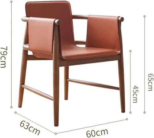 Vista 3 de sillas de comedor Silla de comedor de cuero Silla de comedor Ocio Madera maciza Sala de estar Back Ash Hotel Balcón Cocina moderna