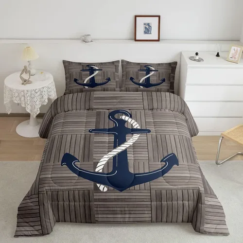 Vista 81 de Juego de edredón Lake Home Camper tamaño King, juego de ropa de cama náutica con ancla para niños, niñas, niños, adultos, decoración de dormitorio