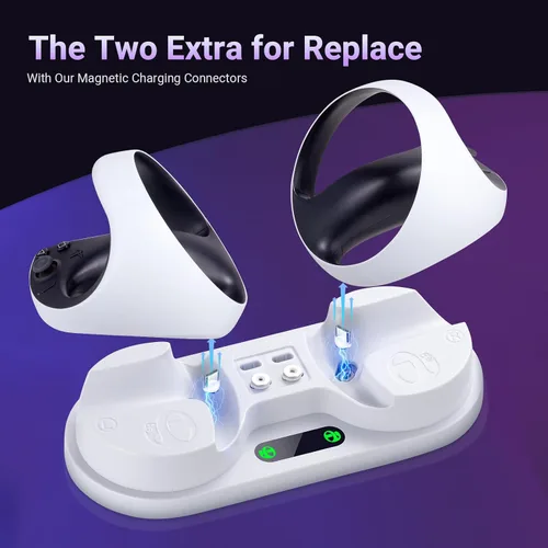 Vista 2 de Estación de carga para PSVR 2, cargador rápido dual para controlador de detección PS VR2, base de carga para accesorios Play-Station VR2