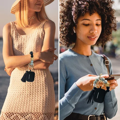 Vista 7 de Funda compatible con Airpods Pro de 2ª generación 2022, funda protectora de silicona suave con llavero de pulsera para Apple Airpods Pro 2 funda