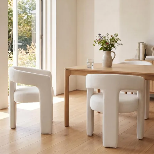 Vista 35 de Silla de Comedor Moderna de Chenille Tipo Barril Tapizada en Tela para Comedor con Brazo, Cómoda Silla Auxiliar de Acento para Cocina/Sala