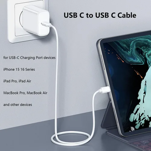 Vista 2 de Pocxwa - Cable de carga USB-C a USB-C, cable de carga rápida USB 2.0 de 3 pies, paquete de 1 Sincronización de datos de 480 Mbps, compatible