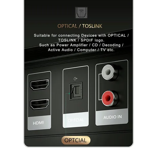 Vista 5 de SKW Cable óptico HI-FI Toslink de 4.9 pies/4.9 ft / 1.5m, fibra de PMMA Negro
