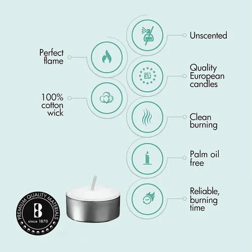 Vista 4 de BOLSIUS Bullk - Velas de té – 200 unidades, velas de té de larga duración sin perfume con mechas de algodón y 4 horas de combustión – Velas de cera