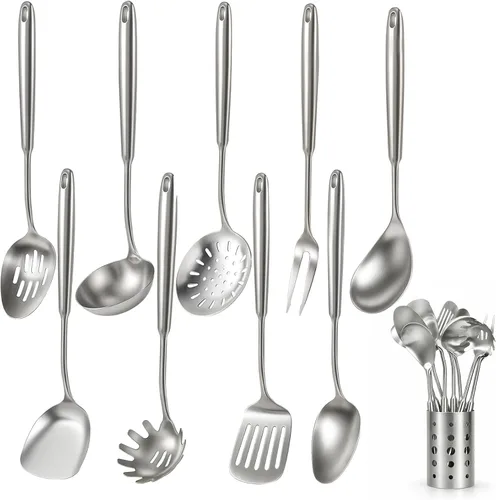 Vista 14 de Newness Cucharón de sopa, [Resistente al óxido, Resistente al calor, Formación integral] Cucharón de sopa duradero de acero inoxidable 304 con mango