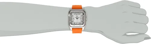 Vista 2 de Trax - Reloj de pulsera con bisel de cristal cuadrado y esfera de números romanos y correa de goma ajustable para mujer