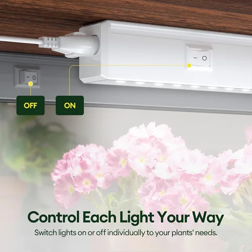 Vista 5 de Maygrove Luces de cultivo para plantas de interior de 2 pies, luz de crecimiento de espectro completo similar al sol, 5000 K, 60 W (4 x 15 W), tiras