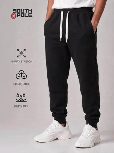 Vista 10 de Southpole, 1570 - Pantalones deportivos básicos tipo jogger de forro polar para hombre Negro
