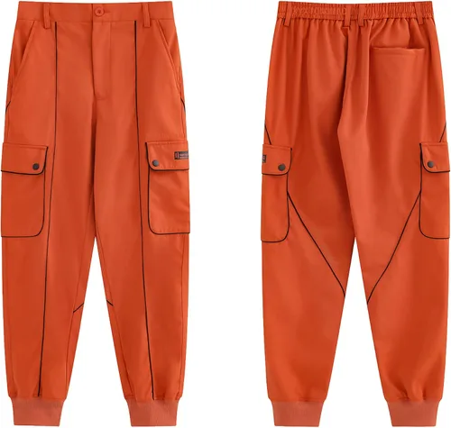 Vista 4 de XYXIONGMAO Streetwear Hip Hop - Pantalones deportivos tipo cargo para hombre, pantalones casuales sueltos con múltiples bolsillos para deportes al
