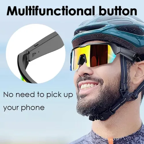 Vista 4 de Lentes inteligentes Bluetooth para ciclismo: gafas inteligentes para hombres y mujeres con micrófono integrado y altavoces de música de oído