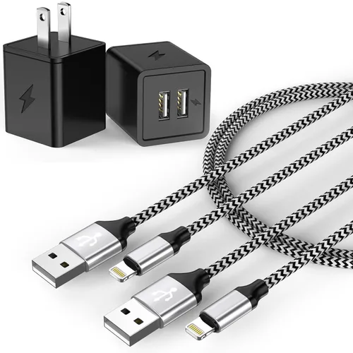 Vista 12 de Cargador rápido para iPhone, cargador de iPhone de carga rápida, paquete de 2 cargadores de pared USB de doble puerto, adaptador de bloque