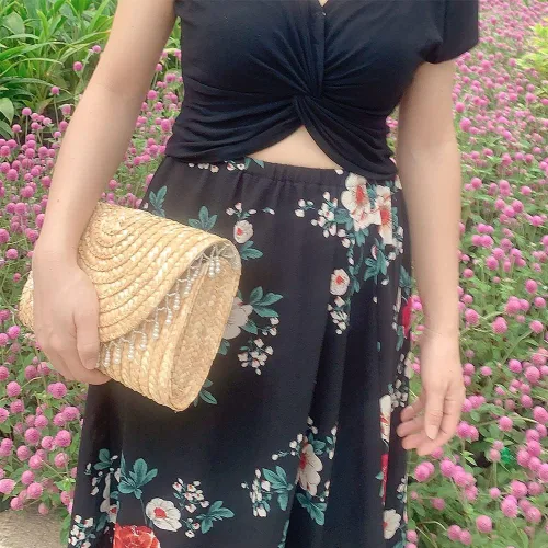 Vista 5 de Bolsos de mano de paja para mujer bolsos de noche de verano bolso de novia bolso de boda vacaciones playa bolso de mano tejido hecho a mano