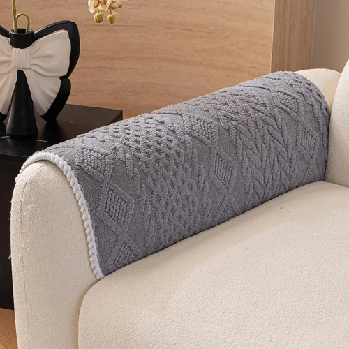 Vista 11 de Funda cálida de felpa jacquard geométrica para sofá, funda suave y divertida para sofá, funda antideslizante para sofá seccional, protector
