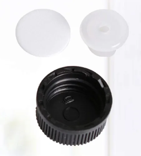 Vista 4 de Juego de 12 botellas de vidrio con tapa de rosca marrón, mini vial de aceite vacío (0.1 fl oz)