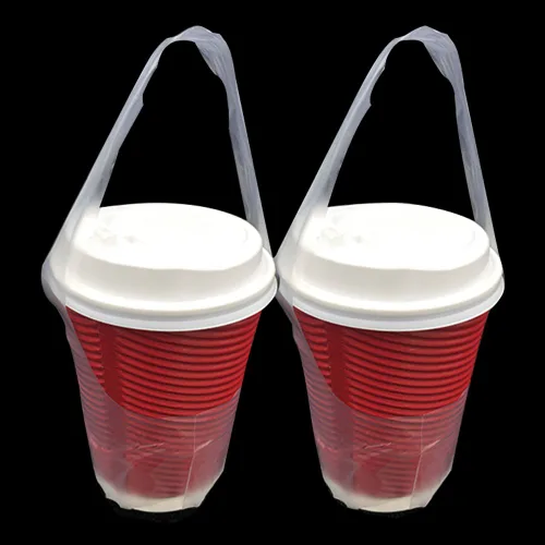 Vista 2 de FERENLI 4.9x9.1 in 100 Uds Mango de Plástico Transparente Bolsas de Contenedores de Bebida Tipo T Entrega Colgante Llevar Llevar Bebidas Café Leche